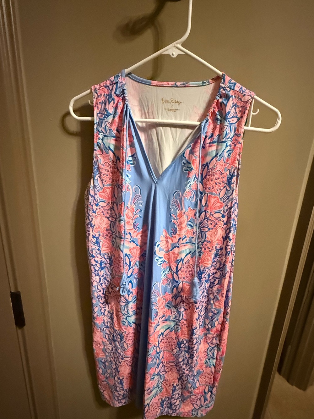 Lilly Pulitzer Pink & Blue Floral V-Neck Midi Dress